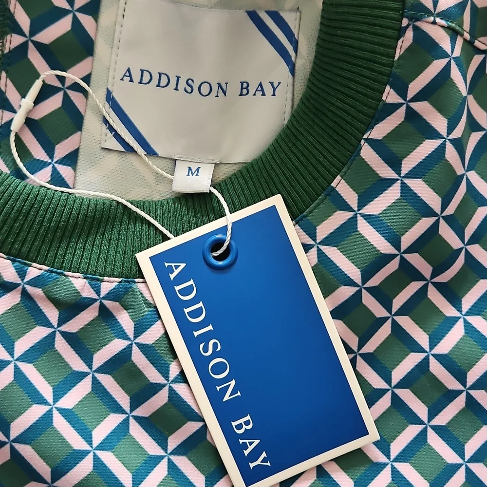 Addison Bay Long Sleeve Vine Dress: Geo Trelis- Green/Pink/Teal - Picture 8 of 15
